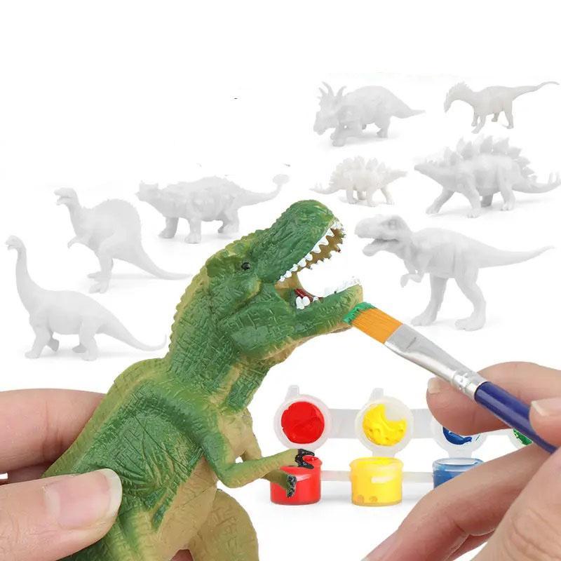 Mixed Size Dinosaur Painting Toy Kit, 17pcs set Cute Dino Figurines Coloring Toy Set, Colorful Hand Painted Art Crafts, Creative Gift Birthday Gift