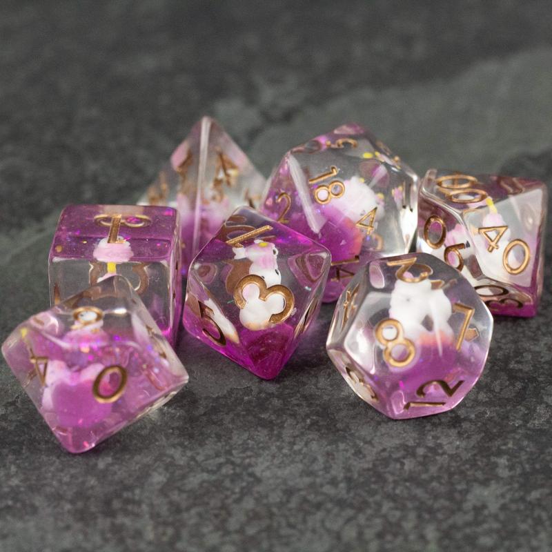 Pink Unicorn Inclusion DnD Dice Set - Dice for Dungeons and Dragons, D&D Dice, RPGs