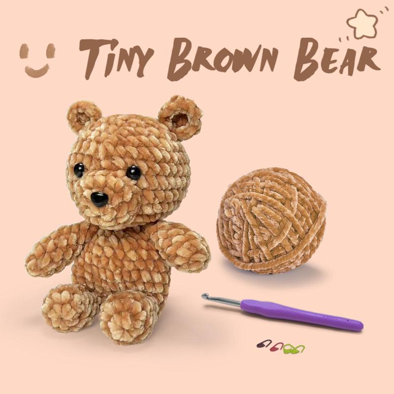 Bear Shaped Crochet Kit, 1 Set Bear Shaped Crochet Starter Kit, Crochet Starter Kit for Beginners, DIY Knitting Supplies, Handmade Knitting Supplies