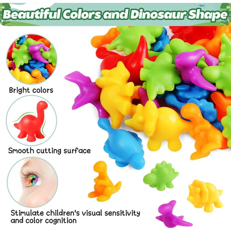 Counting Dinosaur Matching Toys With Sorting Bowls Montessori Preschool Educational Activities Learning Color Sorting Fine Motor Skills Sensory Toys Birthday Gift For 3 4 5 Year Old Boys Girls