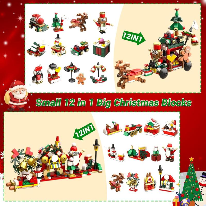 Advent Calendar 2024 - Building Blocks Advent Calendar Christmas Set,Christmas Countdown Calendar Blocks, Surprise 24 Days Blocks Kits Toy Christmas Gifts