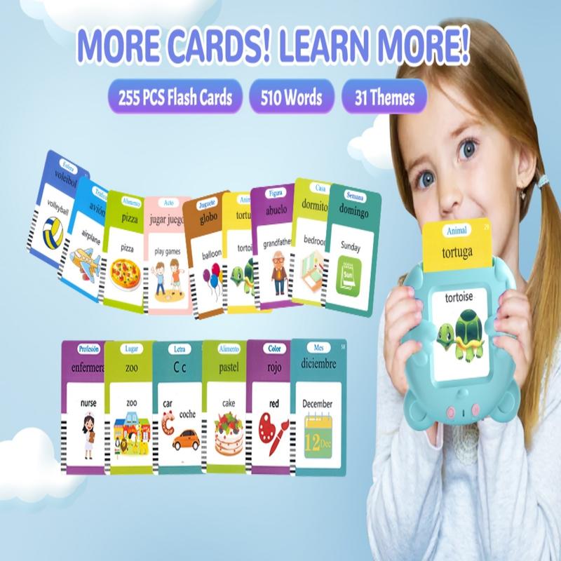 224 510(Spanish&English) WordsAlphabet Bilingual TalkingFlash Cardsfor 3-8 Years Toddlers,Pocket SpeechBuddy Therapy AutismToyS,Educational Learning InteractiveToy forBoys Girls Kids Gifts Blue