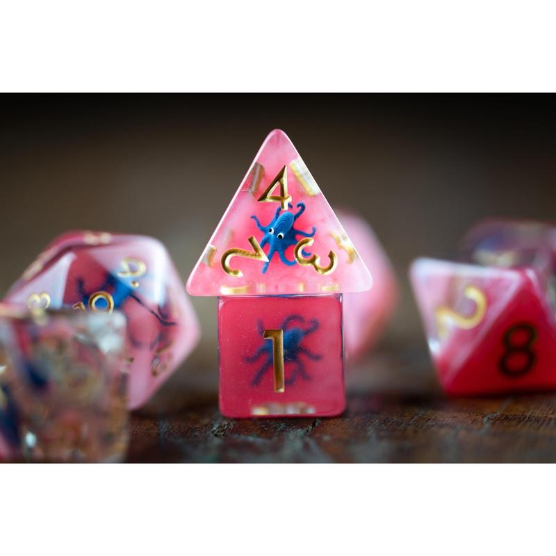 Krazy Kraken Octopus Dice Set: Cute Polyhedral DnD Dice - Perfect Gift for Dungeons and Dragons Players