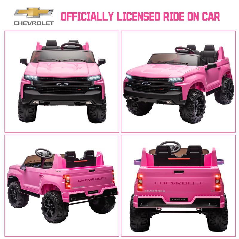 CoCLUB Chevrolet Silverado 24V Powered Ride on Cars for Kids, Extra large Real 2 Seat Ride on Toys with Remote Control, LED Light, MP3 Player, Ride on Truck for Boys Girls Gifts