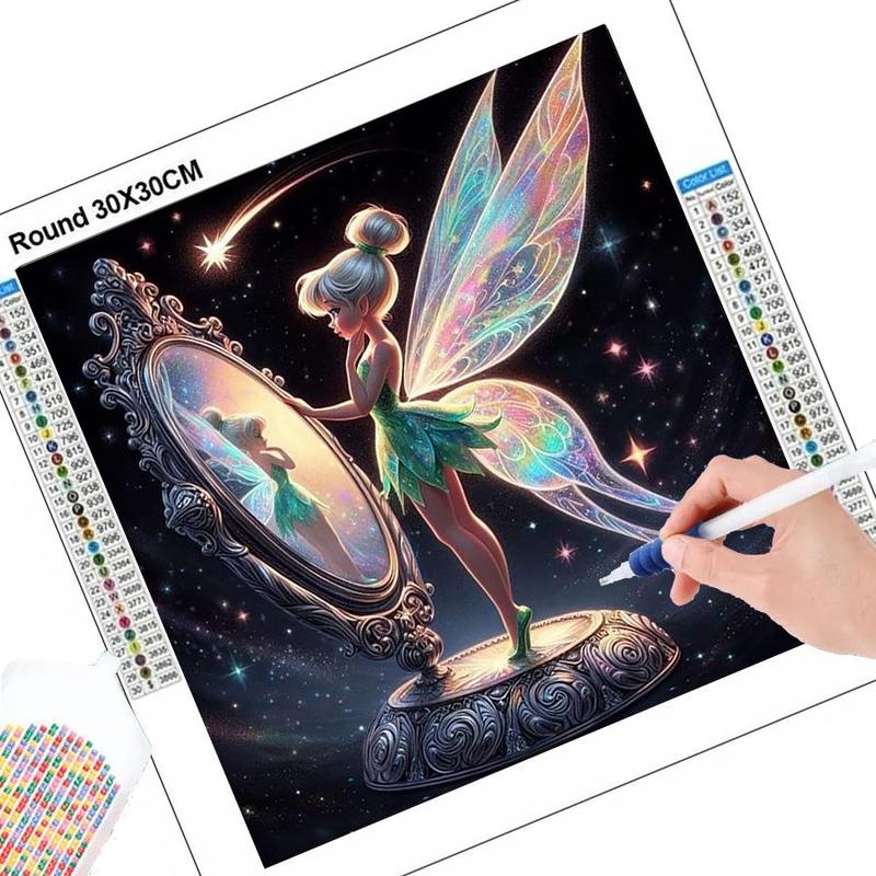 Disney Wanmiao Fairy Pattern DIY Diamond Art Colorful Painting Kit without Frame, DIY 5D Diamond Art Decorative Painting Kit, Wall Art Decor for Home