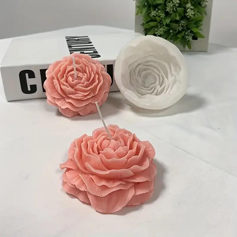 Peony Flower Shaped Candle Mold, 1 Count Silicone Candle Mold, DIY Candle Making Mold, Soap Making Mold, Handmade Candle Mold, Christmas Gift