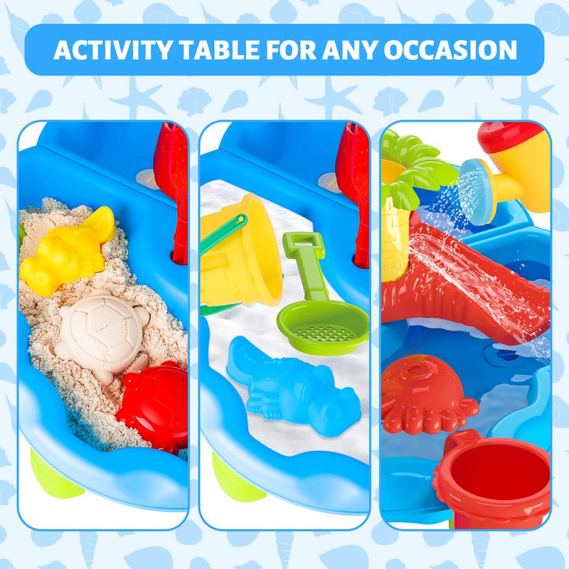 deAO Sand and Water Table Beach Toys Outdoor Activities Play Table Sand Pit Water Table Garden Toy Beach Play Activity Set Indoor or Outdoor Summer