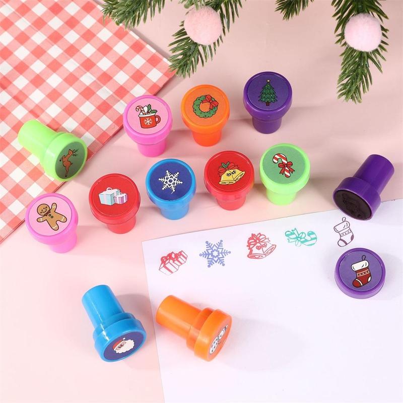 Christmas Themed Stamp, 12 26pcs Washable Stamp Set, Holiday Decorative Stamp for Greeting Card Scrapbook Journal Making