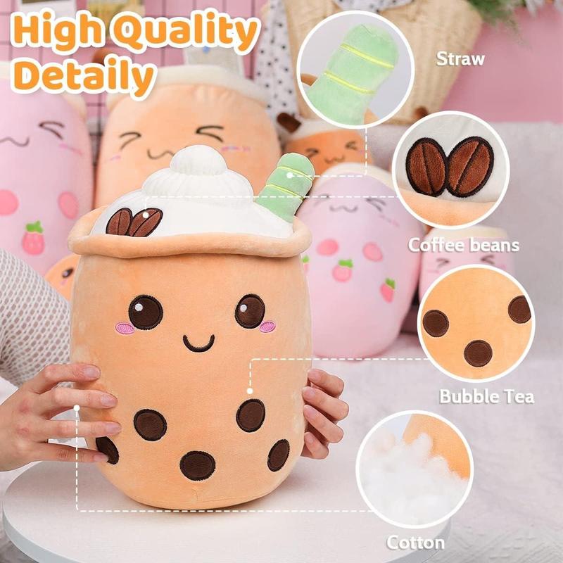 Cute Strawberry Milk Tea Design Plush Toy, 1 Count Cartoon Soft Strawberry Milk Tea Cup Pillow, Home Hugging Gifts, Birthday Gift