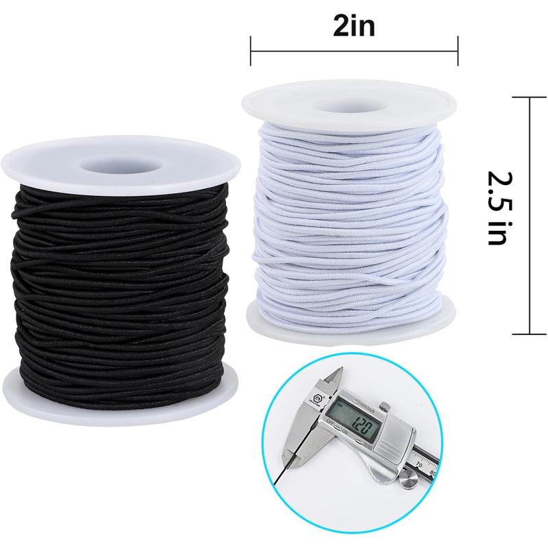 Stretchy String for Bracelets, 2 Rolls 1 mm, 1.2mm, 330 Feet Sturdy Elastic String Cord for Jewelry Making, Necklaces, Beading and Crafts (White Black (1.2mm)), Style	Elastic, Line Weight	Light