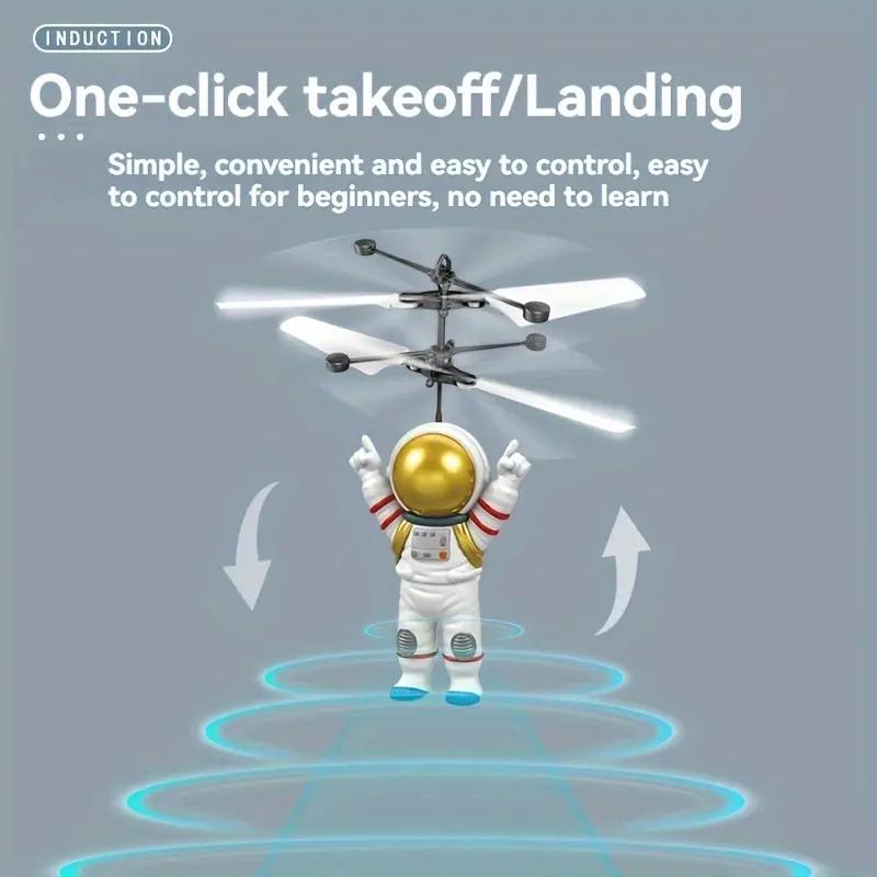 Astronaut-Themed Illuminated Flying Craft Toy - Cool Glowing Sensor-Controlled Helicopter for Youngsters