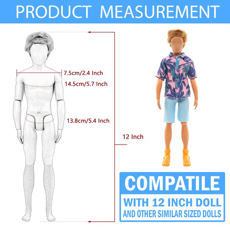 BARWA Lot 12 Items Boy Doll Clothes for 12 Inch Male Doll Fashion Casual Wear Clothes Outfits 5 Sets Boy Dolls Clothes with 3 Pairs of Shoes for 12 Inch Boy Dolls Formal Black-tie Suit and Blue-tie