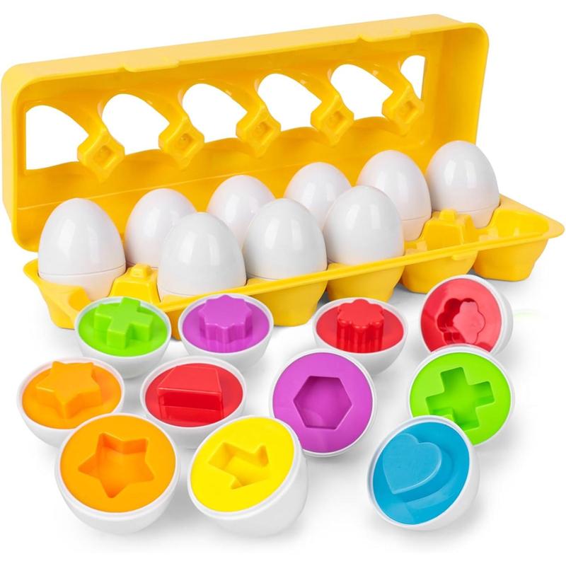 12PCS Matching Eggs Shape sorter Toy Educational Toy for Kids Easter Toy Eggs for Boys Girls