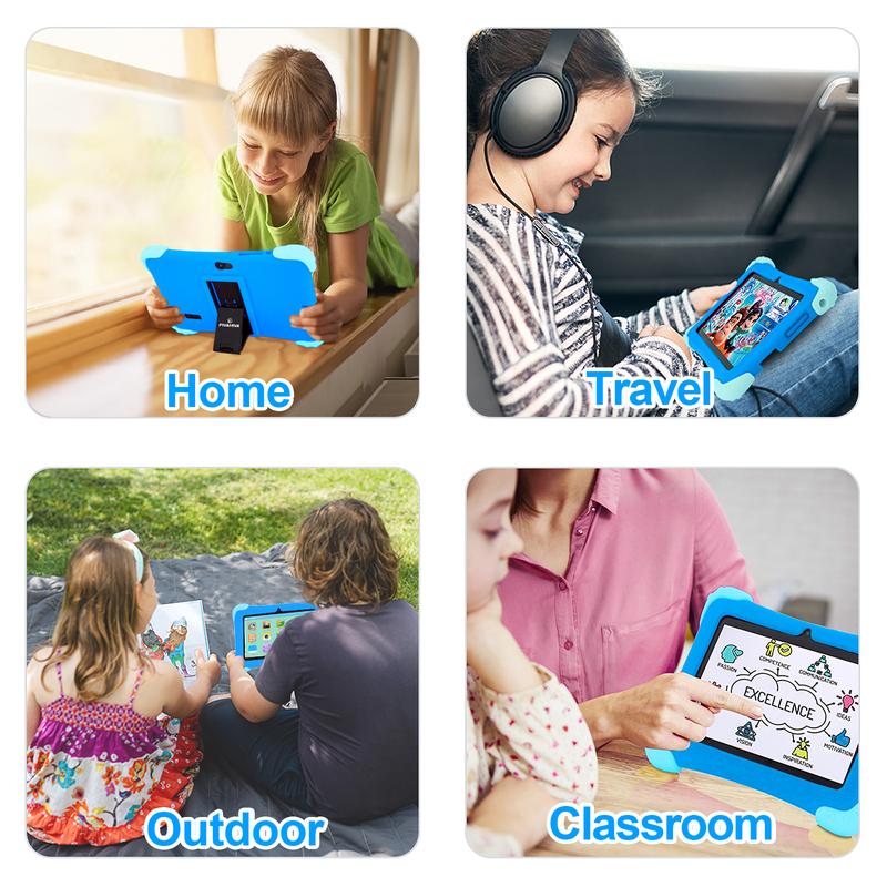 Kids Tablet 7 inch Android 12 Toddler Tablet Childrens Tablet for Kids 2-13 Quad-Core 2+32GB WiFi Bluetooth Dual Camera Parental Control with Drop-Proof Toddler Tablet Case Android Educational Gaming Tablet