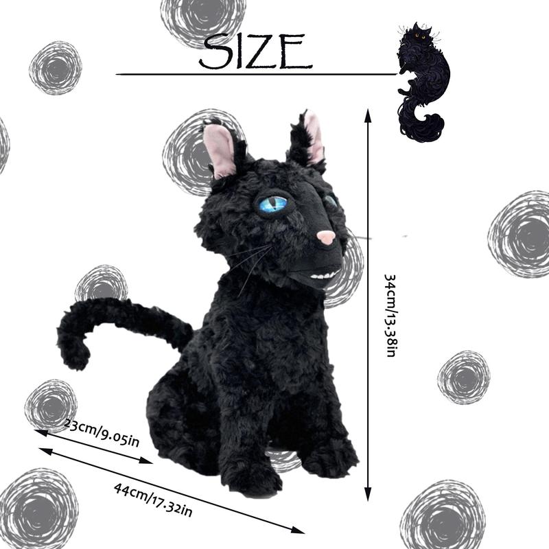 34cm 13.38in Black Cat Plush Toy, Cute Cat Plushie, Stuffed Animal Anime Doll, Desk Ornament, Decorative Toy, Perfect Toy