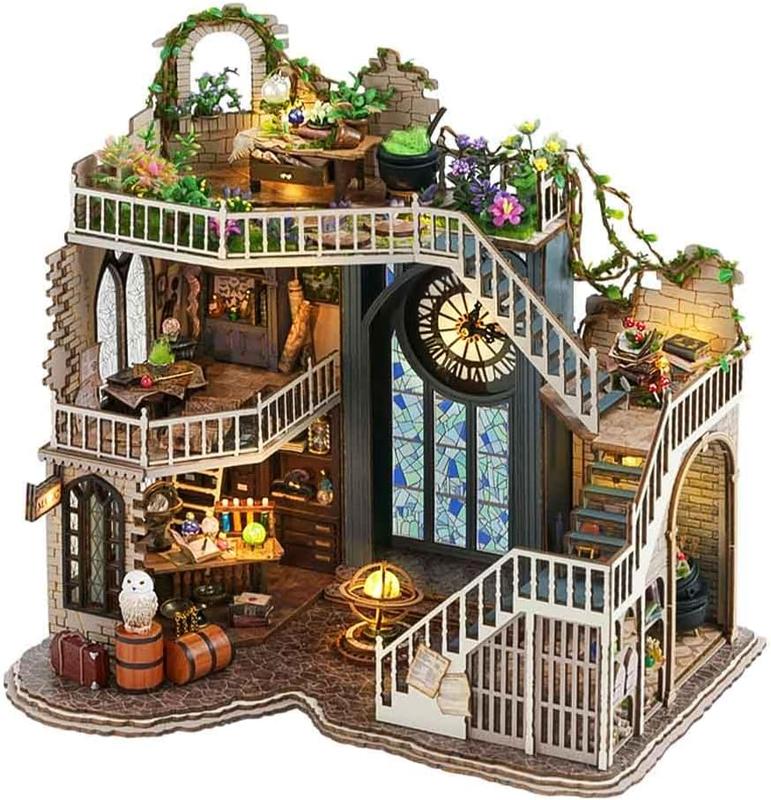 CUTEBEE DIY Dollhouse Miniature Kit, DIY Wooden Dollhouse Kit Miniature House Kit Tiny House Kit, Creative Room Idea (Magic House)