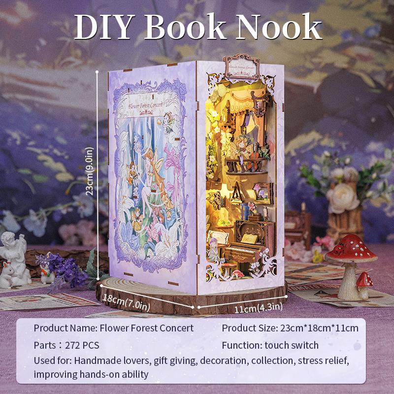 DIY Dollhouse Booknook Bookshelf Insert Decor Alley with LED Light - CUTEBEE Wood DIY Package