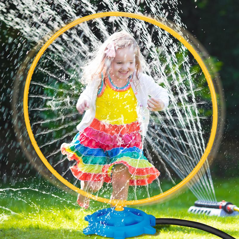 Water Sprinkler Toys for Kids 2 Ways to Play Water Toys Set Outdoor with 2 Types Nozzles