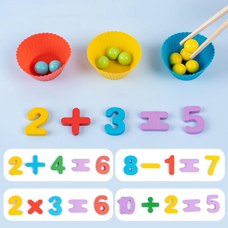 Number Cognitive Operation Bead Matching Game, 1 Set Christmas Colorful Bead Matching Puzzle, Preschool Maths Toy, Learning Toy, Fall Gift, Thanksgiving Christmas Gift Set