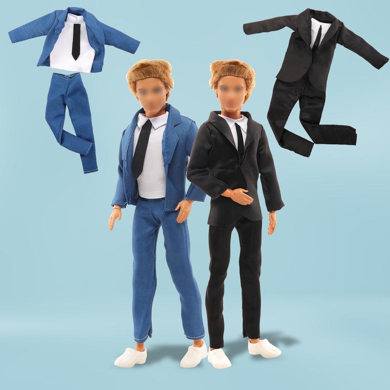 BARWA Lot 12 Items Boy Doll Clothes for 12 Inch Male Doll Fashion Casual Wear Clothes Outfits 5 Sets Boy Dolls Clothes with 3 Pairs of Shoes for 12 Inch Boy Dolls Formal Black-tie Suit and Blue-tie