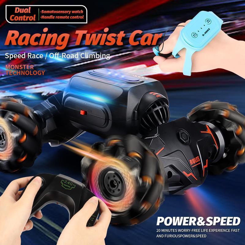 Remote Control Stunt Car, 2.4GHz Gesture Sensor RC Car with Light, Four-wheel Drive Remote Control Car, Birthday Gift for Kids