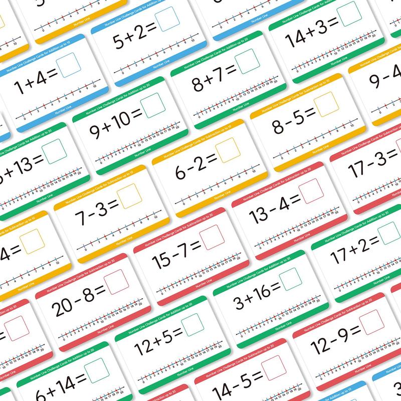 Dry Erase Number Line Cards Set, 16pcs set Math Manipulative Game with Addition & Subtraction Activities, Number Chart Learning Cards Set