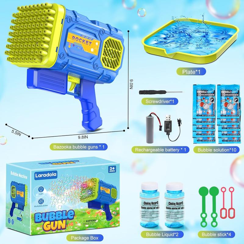 Christmas 2024 Gifts for Kids 86-Hole Bubble Blaster Bubble Machine Gun Automatic Toy Gifts for Kid: Bubble Guns with LED Lights - Outdoor Party & Wedding Toy - Birthday Gifts Multi-Hole Bubble Machine with Solution Automatic Bubble