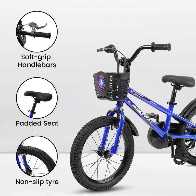 C16111A Kids Bike 16 inch for Boys & Girls with Training Wheels, Freestyle Kids' Bicycle with Bell,Basket and fender.