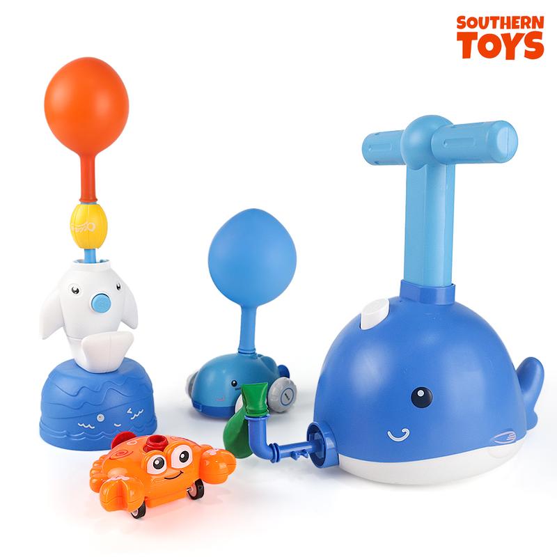 Children's balloon powered car, balloon racing children's science toys, balloon dolphin launcher and powered car toy set