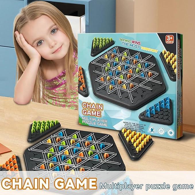 Chain Triangle Chess Game,Family Games for Kids and Adults,,Educational Desktop Chain Chess,Chain Triangle Chess Game- Family Fun Night Chess Set, Family Interactive Board Game,Triggle Board Game,Territory Capture Family Game