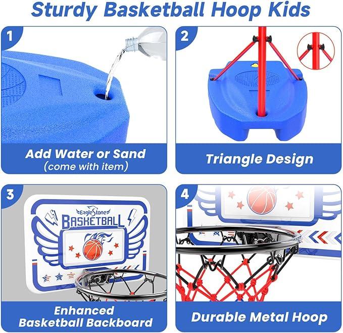 EagleStone Basketball Hoop, Adjustable Basketball Hoop Toy for Indoor Outdoor Mini Portable Basketball Goals, Sport Game Gifts