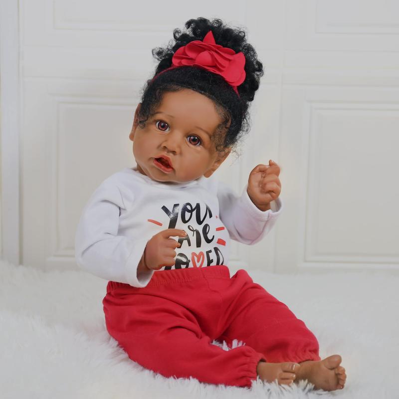 Wooroy Realistic Baby Doll - Birthday Gift, Girl Gift, Kids Gift, Big Sister Gift, Brown Skin Doll, Black Reborn Baby Doll Girl, 20 inch African American Reborn Baby Doll with Soft Body, Best Gift for Kids Age 3+