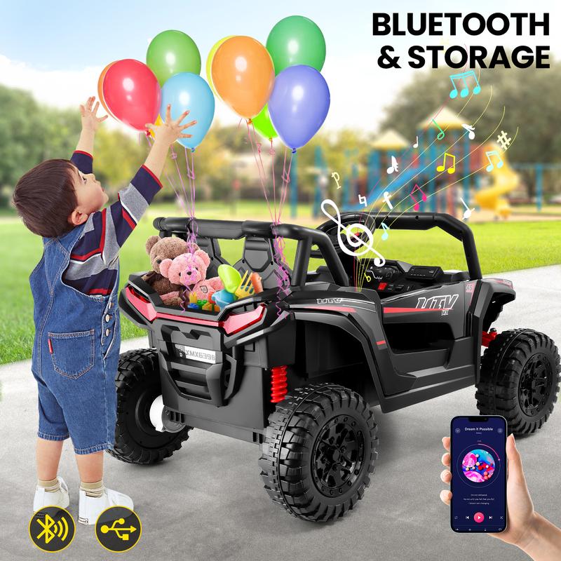 Hikole 24V 2 Seater Ride on Toys for Big Kids with Remote, Battery Powered Electric Car UTV, Soft Start, Gift for Boys Girls 4-8