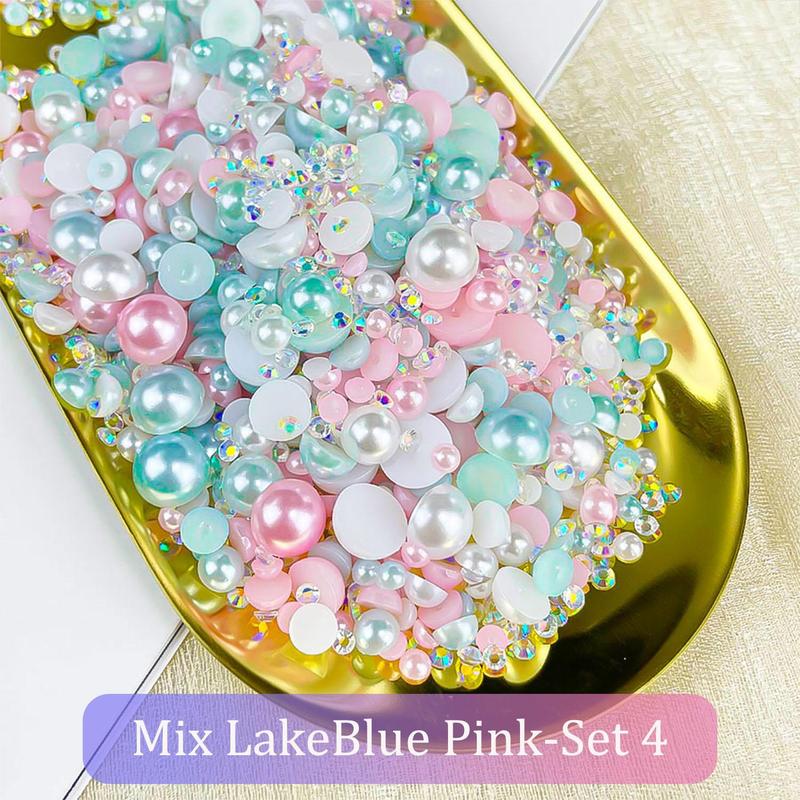 Mixed Color Faux Pearl & Rhinestone, 1200pcs box DIY Materials For Nail Art, Face Body Art Crafts, Jewelry Decoration