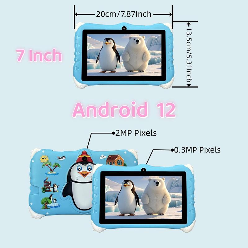 7 Inch Student Tablet, Cute Cartoon Design Tablet with Parental Control, Educational Tablet for Students, Idea Gift for Boys & Girls