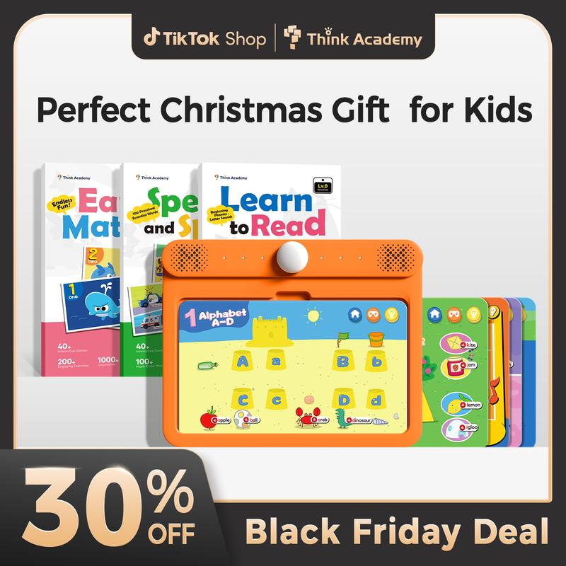 Think Academy Kids Learning Pad - 70 Themes [Black Friday Deal] to Learn Alphabet, Sight Words, Numbers, Preschool Learning, Educational Tablet Toy Gift for Ages 3-5