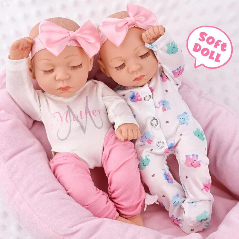 10 Inch Lifelike Newborn Teenager Doll, 1 Set Realistic Simulated Dolls with Bottles & Biscuits & Nappies, Soft Squeezable Children's Body Dolls, Stocking Fillers Gift