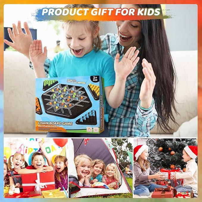 Chain Triangle Chess Game-Family Fun Night Chess Set,2 to 4 Players,Chain Chess Desktop Puzzle Strategy Games,Family Interactive Board Game,Hand-eye coordination game, birthday gifts,children's gifts,Party Leisure Interactive Game Props Triangle Chain