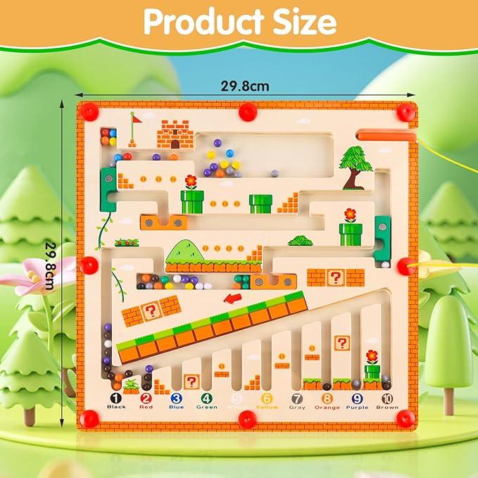 MagneticColor and Number Maze, MagneticAlphabet Maze, Maze Toy,WoodenPuzzle Activity Board,Educational ToysMagnet Counting,Color Sorting Toys,Patience Training Maze Toys, ExercisePatience And Problem-Solving Skills