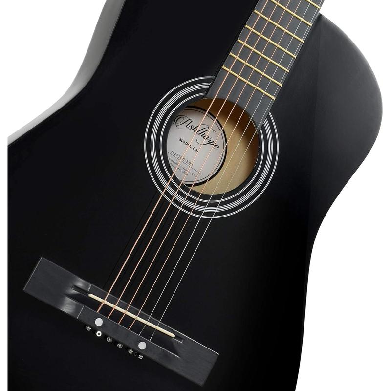 38-inch Beginner Acoustic Guitar Package (Black), Basic Starter Kit w Gig Bag, Strings, Strap, Tuner, Pitch Pipe, Picks