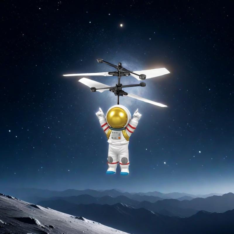 Astronaut-Themed Illuminated Flying Craft Toy - Cool Glowing Sensor-Controlled Helicopter for Youngsters