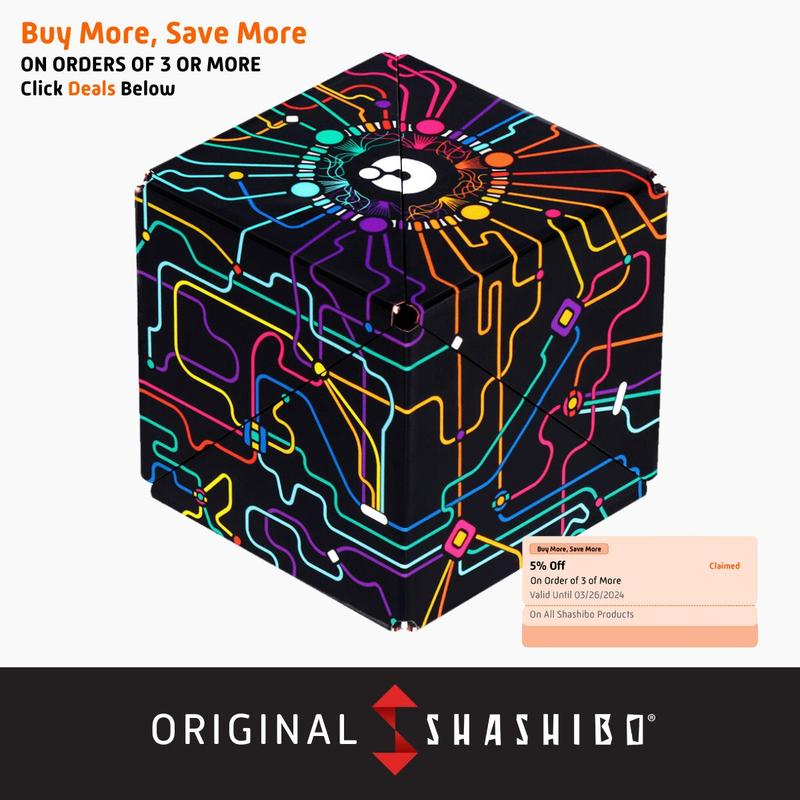 SHASHIBO Shape Shifting Box - Award-Winning, Patented Fidget Cube w  36 Rare Earth Magnets - Transforms Into Over 70 Shapes, Download Fun in Motion Toys Mobile App Meow Wolf Series