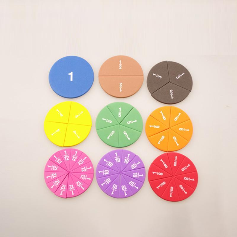 9pc set Math Circle, Fractional Addition and Subtraction Circle, Math Teaching Tool for Kids, Educational Supplies