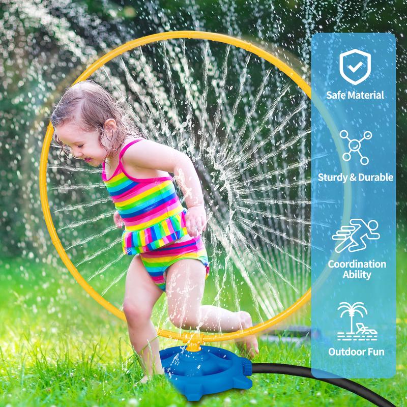 Water Sprinkler Toys for Kids 2 Ways to Play Water Toys Set Outdoor with 2 Types Nozzles