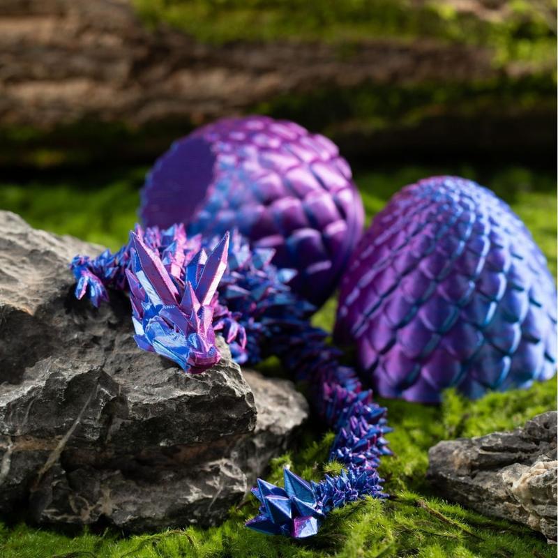 Articulated Adult Crystal Dragon eggs Matte Finish Crystal Dragon and Dragon Egg 4 Options , 3D PrintedFidget Toy (Dragon Only 12 Inches)