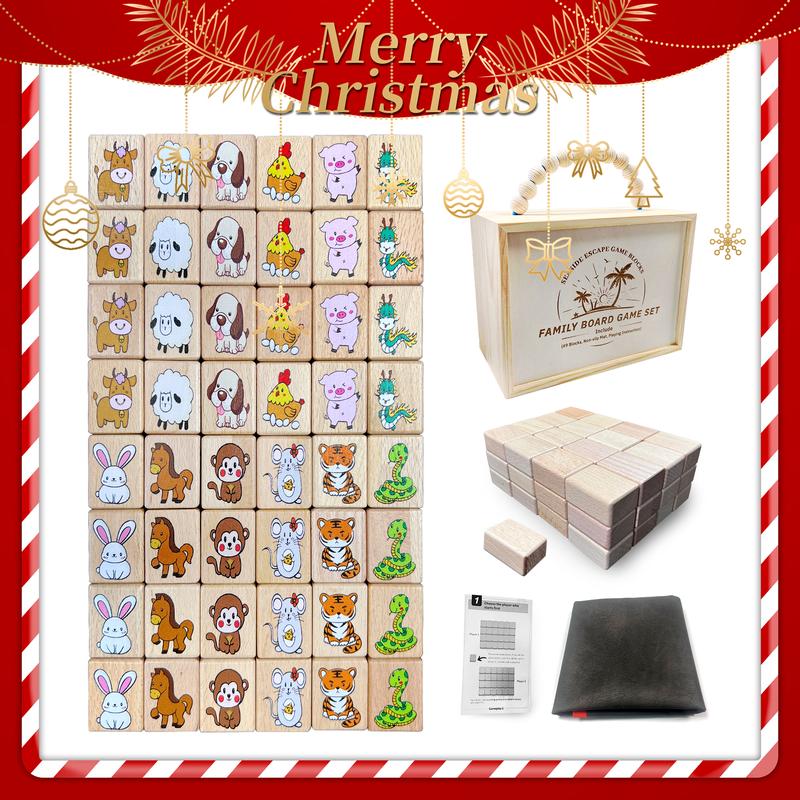 Various Pattern Board Game Limited Edition 12 Animals vs 12 Constellation vs Pet food vs Fruit and Vegetables vs Pet Food and Cowboy Pattern Popular Seaside Escape game Blocks Accessories Family Game