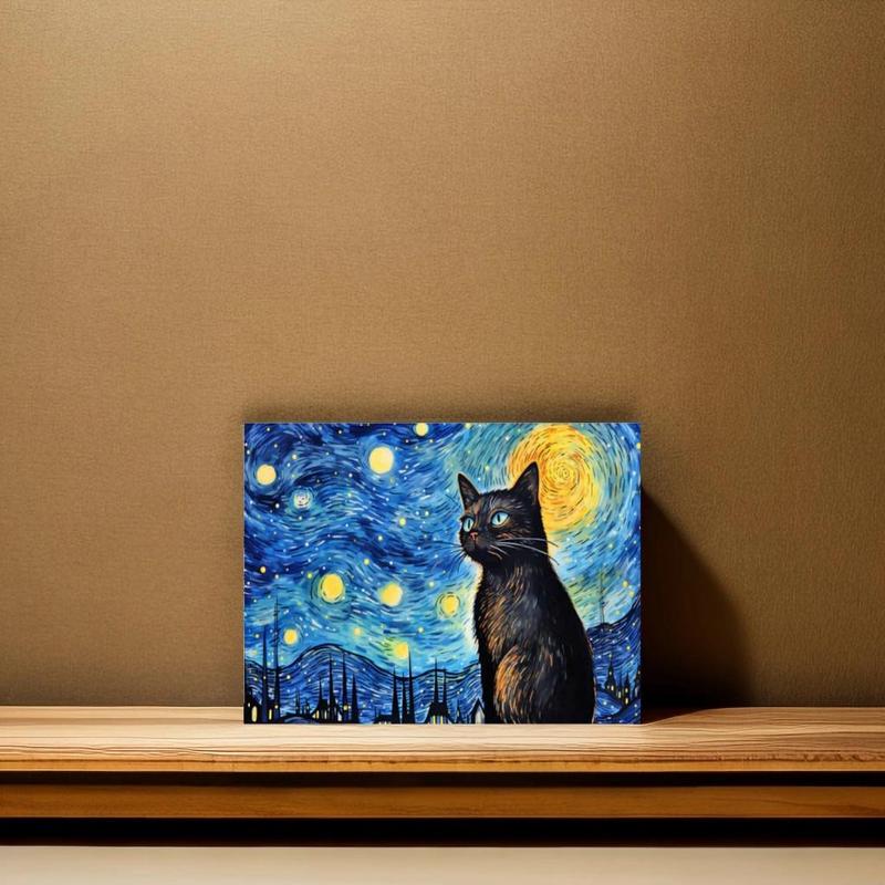 Cat Pattern DIY Diamond Arts Colorful Painting without Frame, 5D DIY Decorative Art Picture Kit, Wall Art Decor for Home Living Room Bedroom