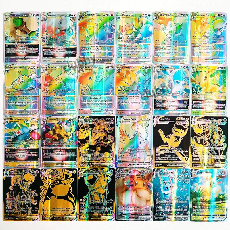 Set of 100 Pokemon TCG Rare Charizard Vmax Gx Rainbow Cards Children's Toys