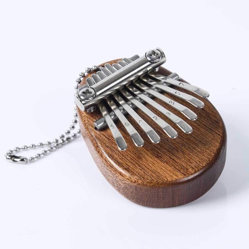 Mini Thumb Piano, Solid Wood 8 Key Finger Piano, Portable Music Thumb Piano with Lanyard, Birthday Gift for Beginners