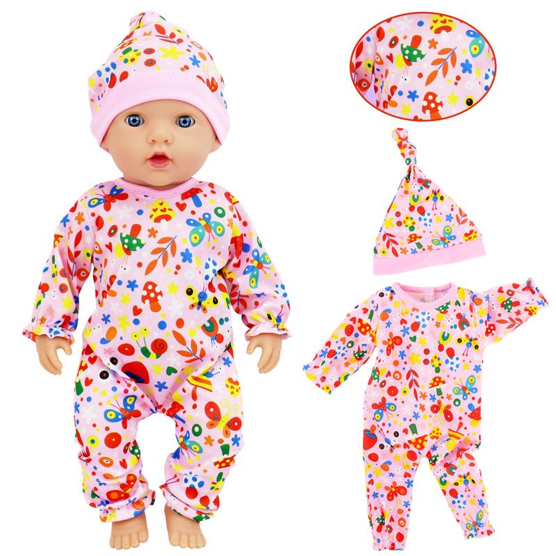 5 Sets Baby Doll Clothes with Sleeping Cap for 14-18 Inch Doll 10 Pcs Baby Doll Accessories Outfits Casual Wear for 17 Inch Doll